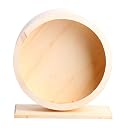 UJEAVETTE Small Pet Wooden Smooth Runing Exercise Wheel with Stand Mice Hamsters Toy M gallery image