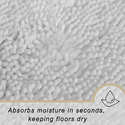 Miniatura 7 de Juego de 3 alfombras de baño de felpilla ultrasuave, antideslizante y súper absorbente, parte inferior de PVC fuerte, lavable a máquina, para baño,