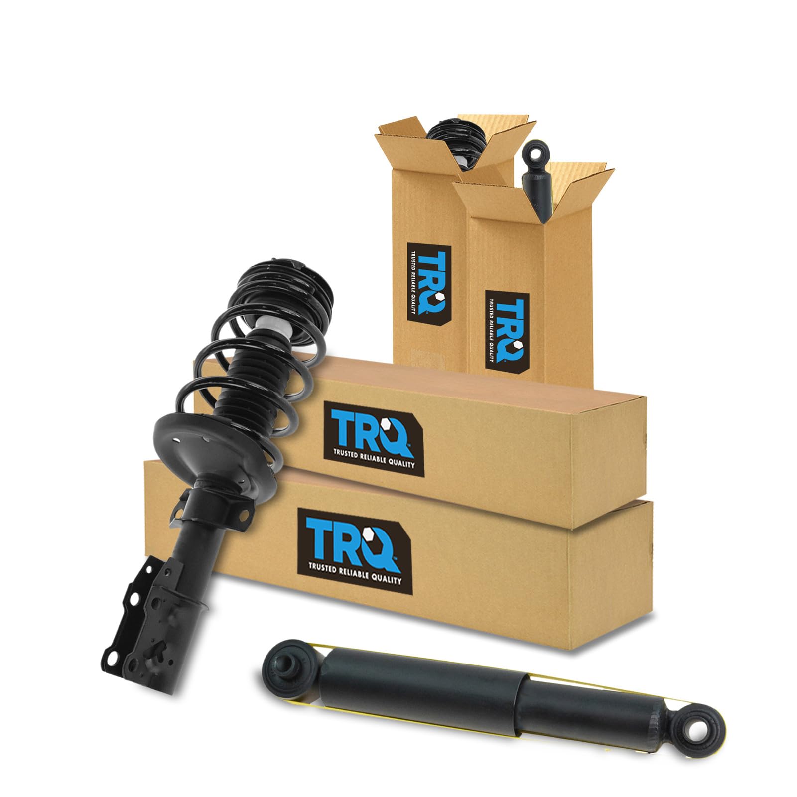 TRQ Front and Rear Complete Strut Assembly &amp; Shock Absorber Kit Complete Strut &amp; Coil Spring Assembly Compatible with 2003-2007 Saturn Ion