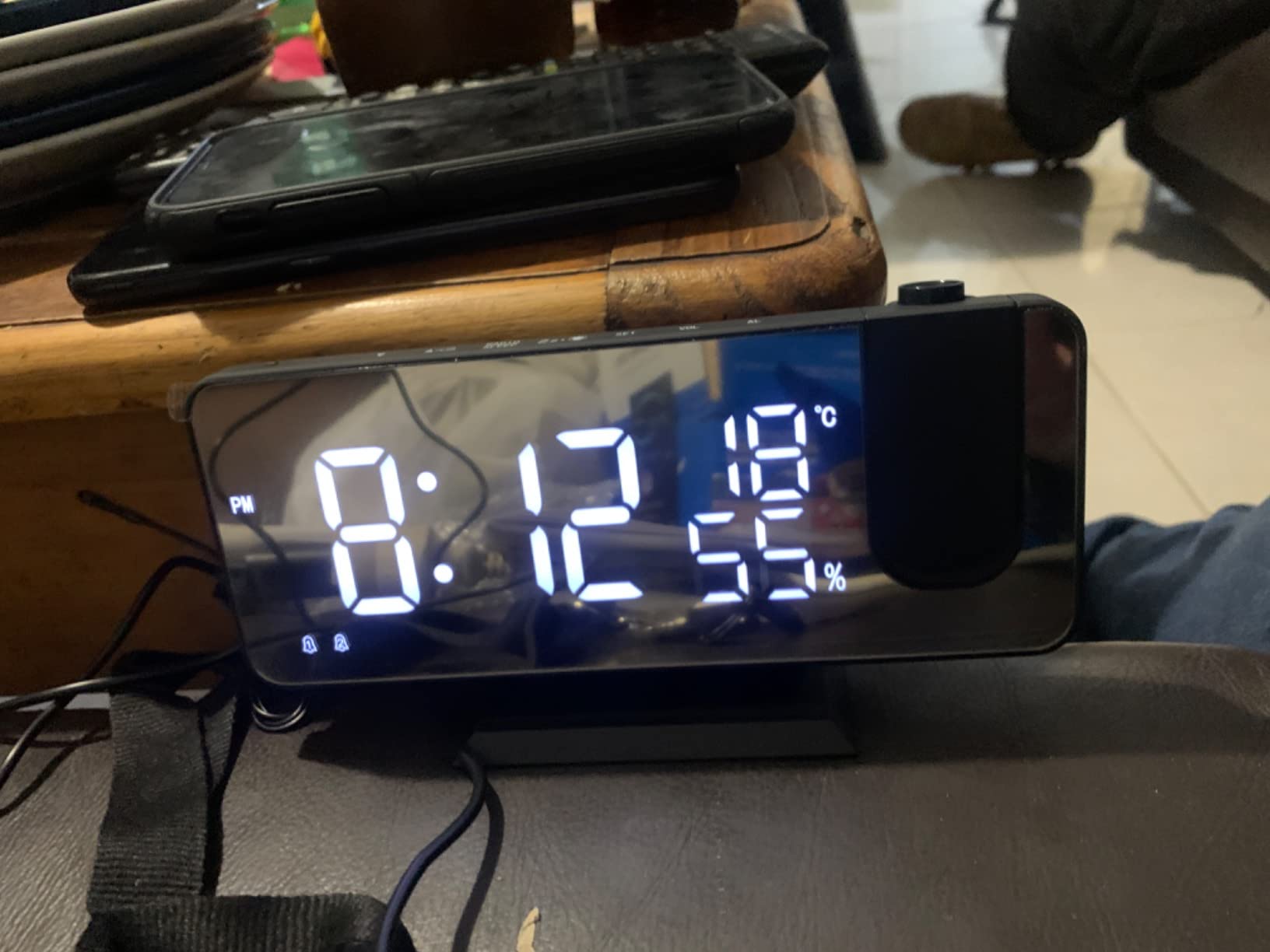 Radio Digital Alarm Clock with USB Charger, Large Mirror LED Display