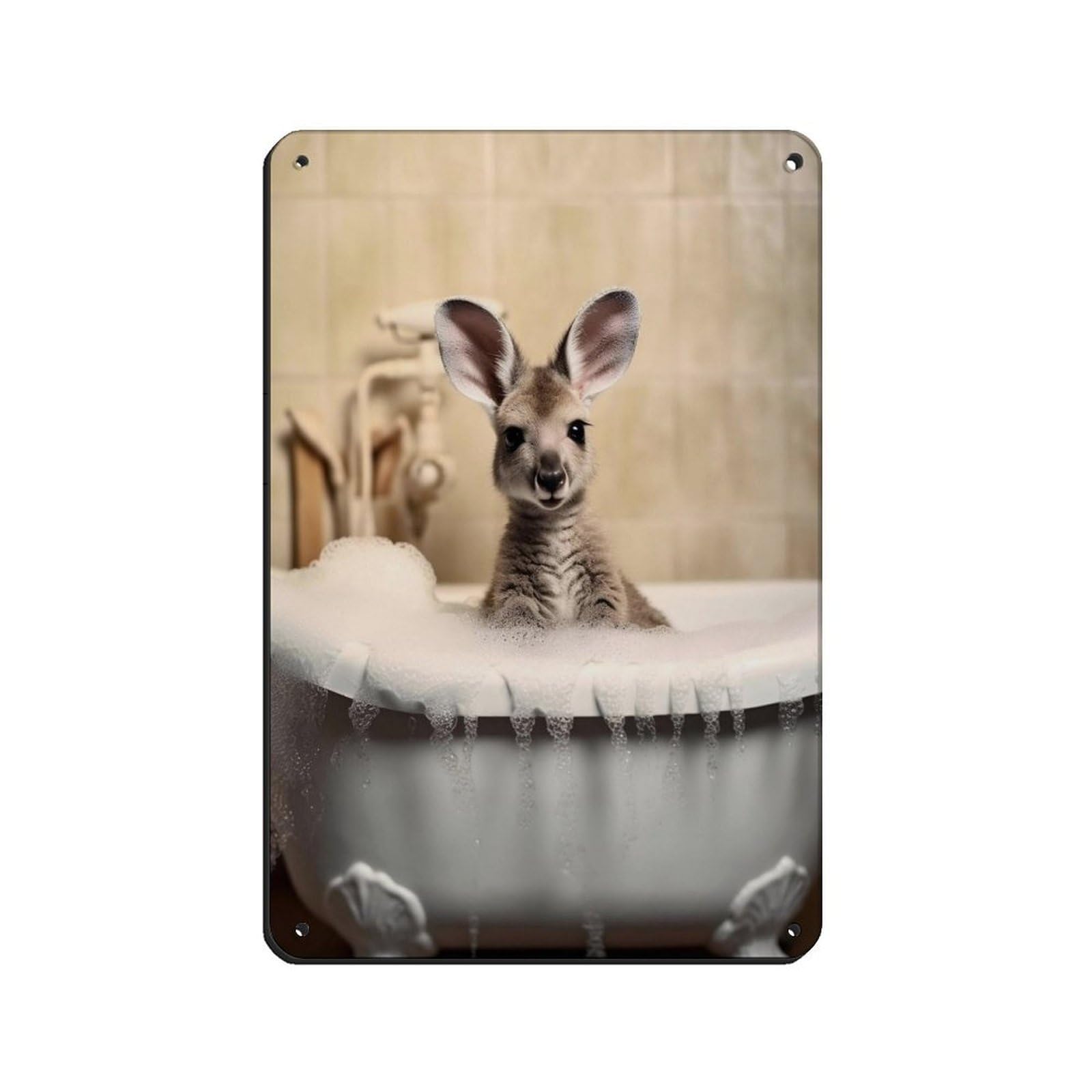 Adorable Kangaroos in Tub Tin Sign Vintage Metal Pub Club Cafe Bar Home Wall Art Decoration Poster Retro 8x12inch(20x30cm)