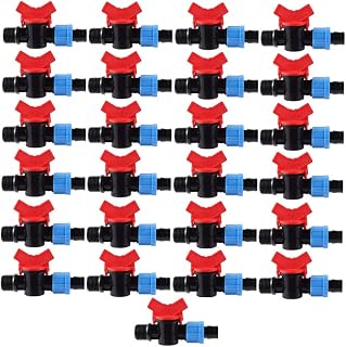 GNCGarden [Pack 25] Válvula de Paso para Cinta de riego por Goteo 16mm. Válvula de riego para Tubo 1/2" con Rosca Macho. Llave de Paso Resistente a Las heladas y Golpes. Accesorios riego por Goteo