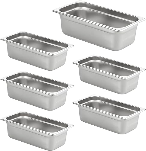 HECMAC Paquete de 6 sartenes antiatascos para hotel, tamaño 13 de 4 pulgadas de profundidad, sartén comercial de acero inoxidable para mesa de