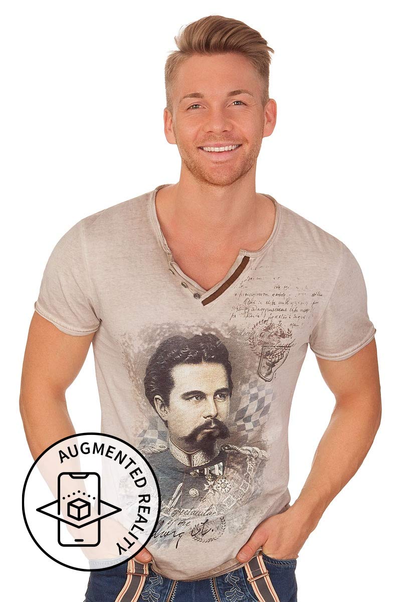 Hangowear Trachtenshirt Herren - ALMONT - Stein