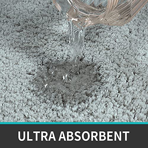 Image of LUXE HOME INTERNATIONAL Microfiber Rectangular Home Bath Mat Super Soft Non Slip Vegas Mats for Bathroom, Kitchen, Bedroom, and Door (40X60 Cm, Silver) Pack of 2