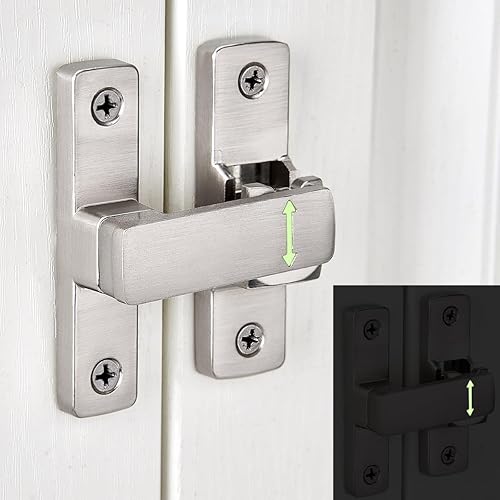 Miniatura 3 de Paquete de 2 pestillos giratorios plateados de 90180 grados  Perno de bloqueo resistente para aplicaciones de puertas, graneros, jardines, vallas,