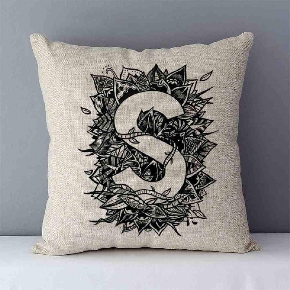 Elegante federa per cuscino, 45,7 x 45,7 cm, con lettera E e