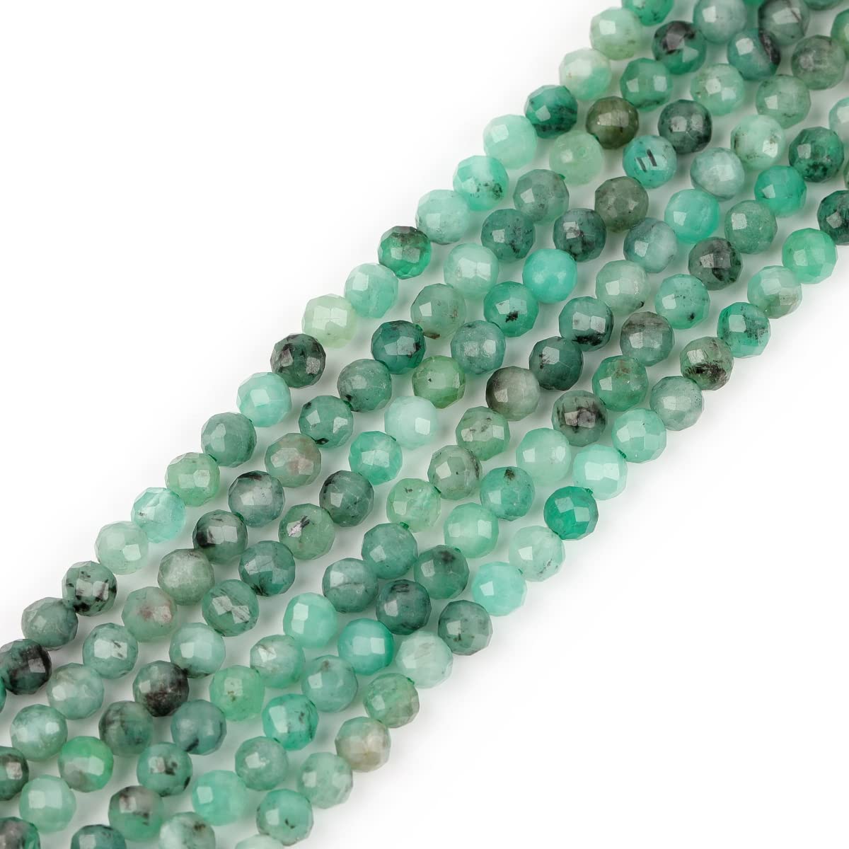 GEM-Inside AA, 3 mm, natürlicher grüner Smaragd, Quarz, facettiert, rund, winzig, kleine Abstandshalter, Perlen für Schmuckherstellung, Armband, Ohrringe, Charms, voller Strang, 38,1 cm