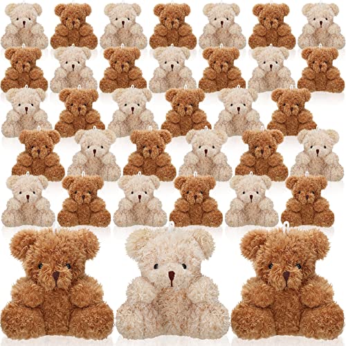 Chivao Mini Plush Bears 36 Pcs - 4 Inch Bears, Soft, Tiny Stuffed Animals For Party Favors, Decor (Apricot, Brown) #TOP8