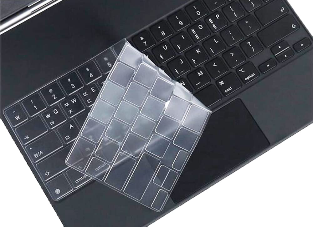 UHamnSilicone Keyboard Skin Cover Compatible for 2021 2020 iPad Pro 12.9 inch Magic Keyboard (4th 5th Generation), 2024 13" iPad Air M2, 2022 M2 iPad Pro 12.9 Magic Keyboard (6th Generation) (Clear)