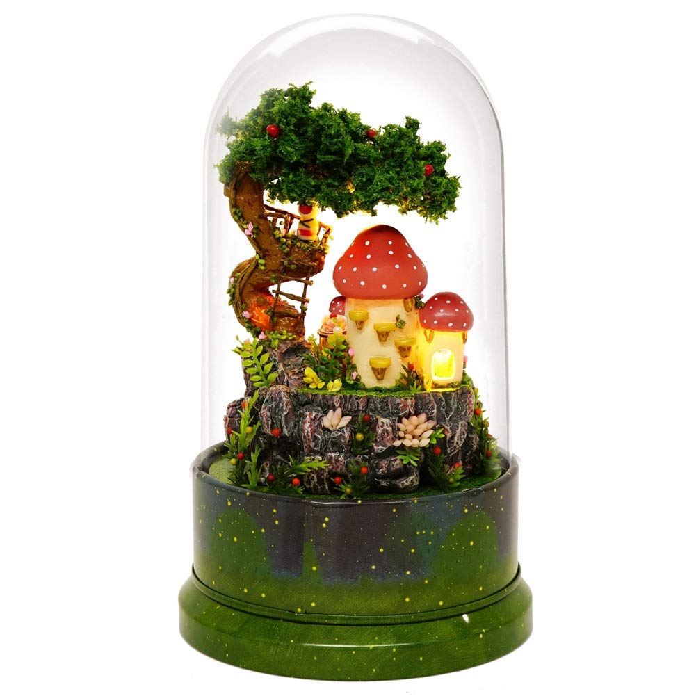 iature Doll House with Dust Cover Rotate Music Box Garden Diary