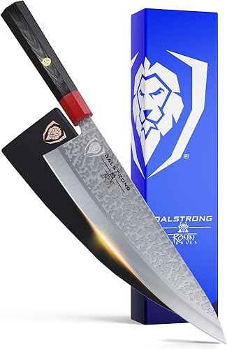 Dalstrong Cuchillo de chef 9.5 pulgadas Serie Ronin Cuchilla de afeitar afilada doble bisel Japonés AUS-10V Super Steel Damasco Cuchillo de