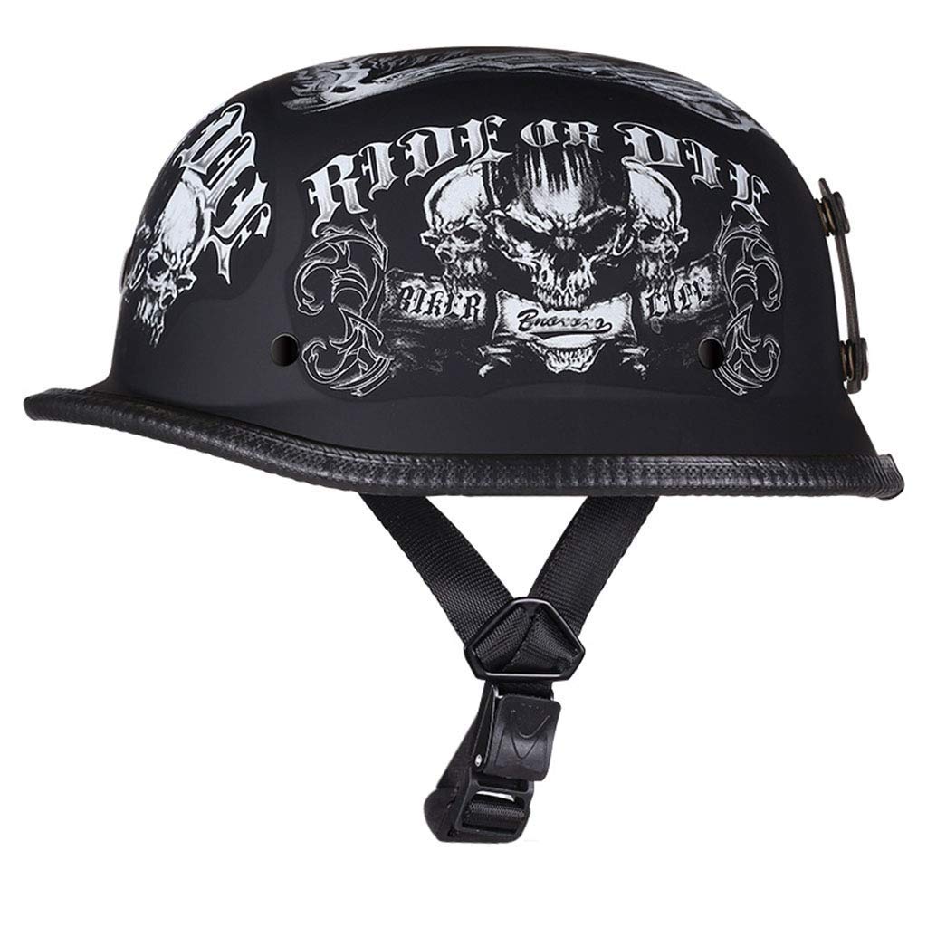 BGMKE Casco Moto Vintage Harley, Casco Cruiser Chopper Scooter Moto ciclomotore Casco Viso Aperto, Casco Mezzo Stile Jet retrò, Certificato DOT