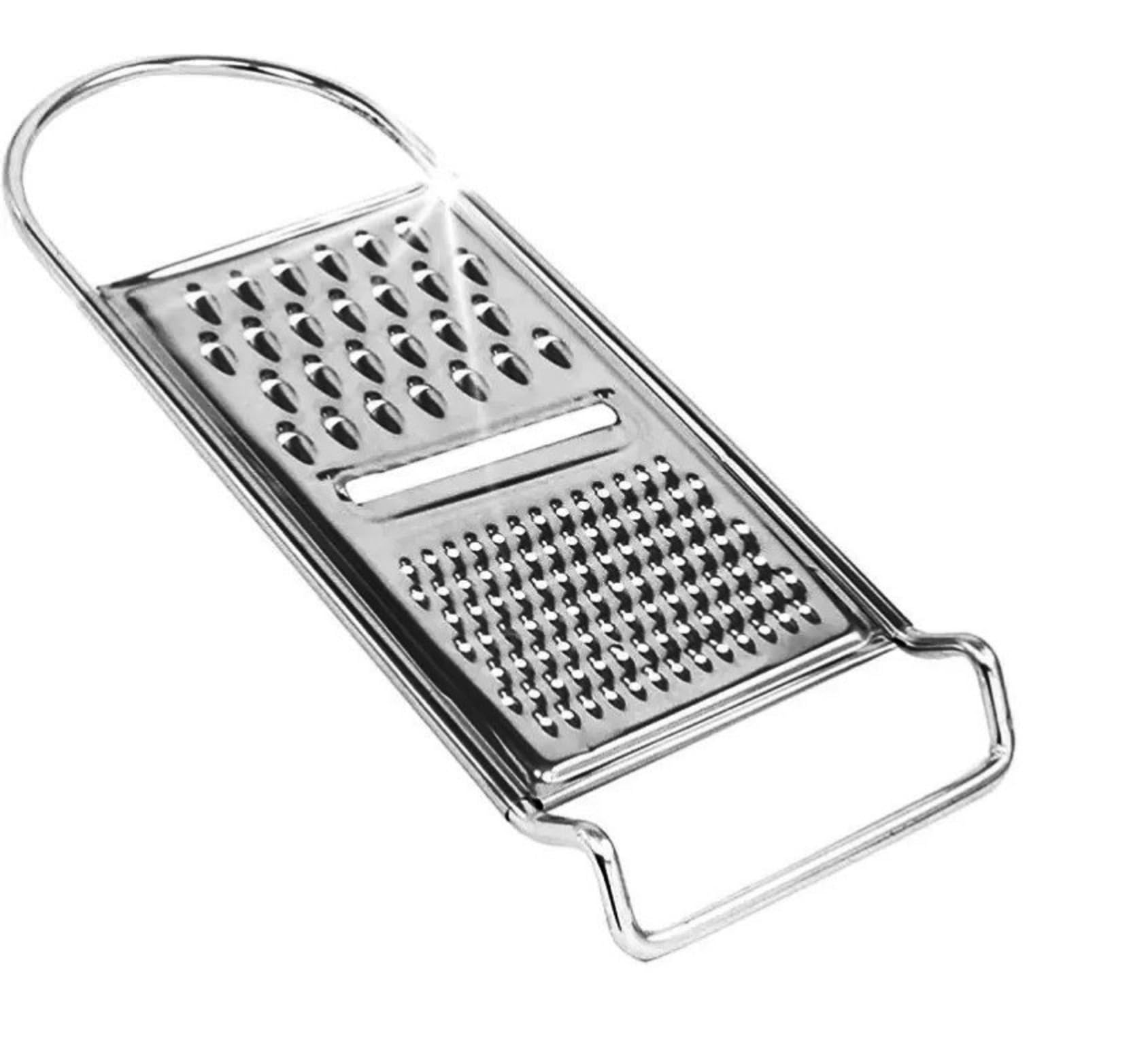 2 in One Multi-Purpose Stainless Steel Grater with Handle Kitchen Tool/Cheese and Vegetable Grater, Slicer, Chips Maker/Pack of 1 Unit