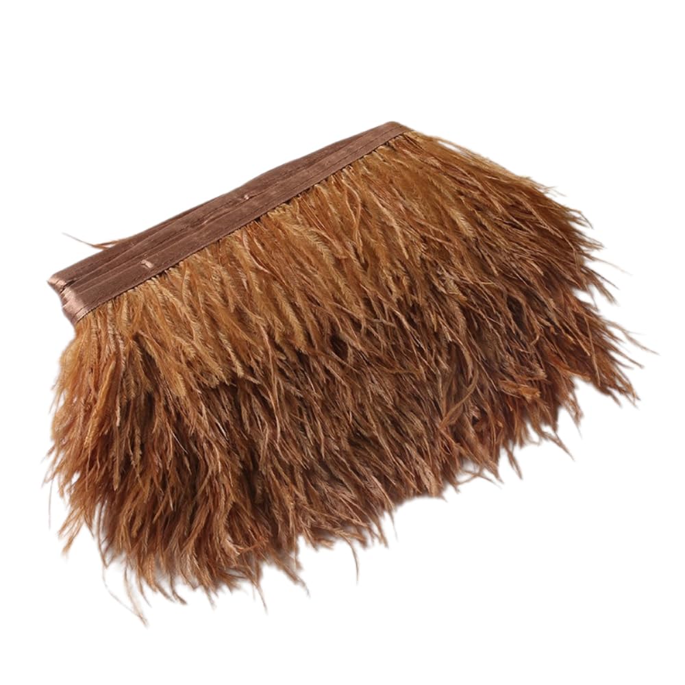 3 metri di piume di struzzo, nastro di piume di struzzo, 8-10 cm di larghezza, con frange per cucire, sciarpa fai da te, copricapo, carnevale, feste, Halloween, Natale, costumi, colore marrone