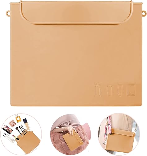 Bolsa de maquillaje de silicona, bolsa de cosméticos de viaje de alta capacidad, bolsa de aseo de viaje para mujer con 3 hebillas magnéticas, bolsa