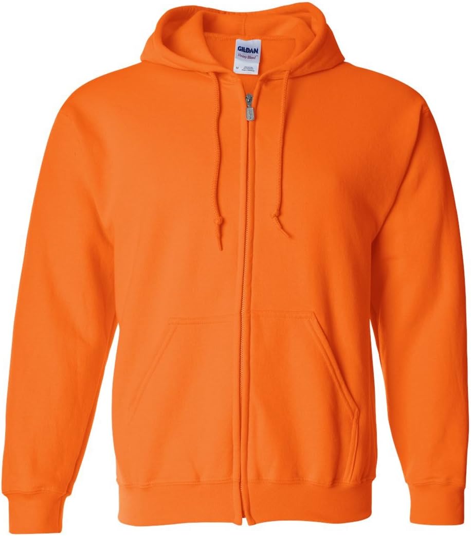 Gildan Heavy Blend 8 oz. 50/50 Full Zip Hood (G186), Safety Orange, Small