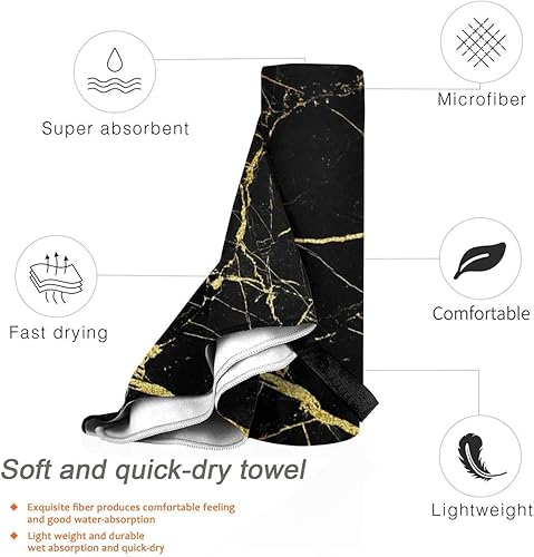 Miniatura 4 de Toallas de playa de mármol negro dorado, toallas de playa de secado rápido sin arena para adultos y niños, toallas de playa personalizadas con