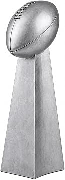 Silver Football Champion Tower Fantasy Football Trophy with 4 lines of custom text