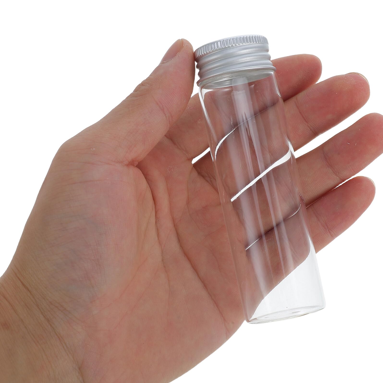 Kleine Transparente Glasfläschchen 50ml mit Aluminiumdeckel 30 Stück Tragbare und Wiederverwendbare Medikamentenflaschen für Trockene Zutaten und Babypflege Unterwegs