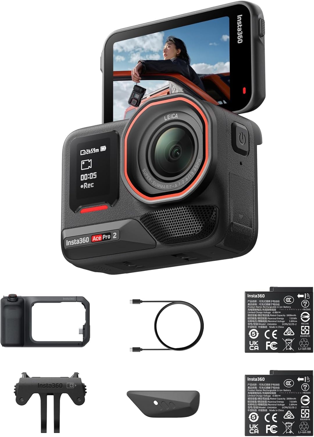 Insta360 Ace Pro 2 Dual Battery Xplorer Pro Bundle with 512GB Card- 8K Waterproof Action Camera Co-Engineered with Leica, Flagship 1/1.3" Sensor, 8K30fps, 4K60fps, 2.5" Flip Screen-image-48