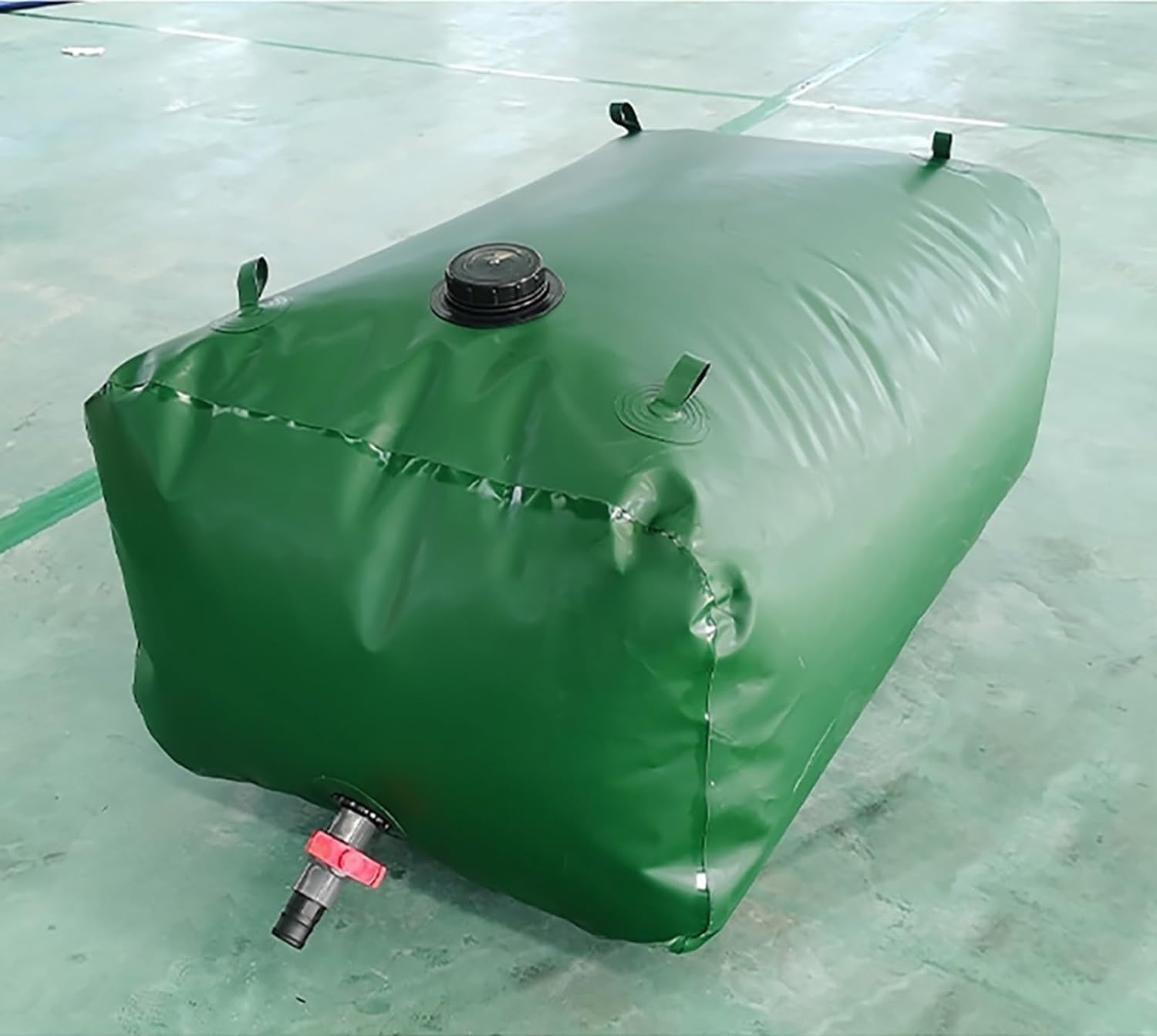 AviiSo Faltbarer Wasserkanister Notfall-Wasserbank/Lagerbehälter für Garten/Bauernhof/Baldachin, Tragbarer PVC-Wasserbehälter mit Ventilen und Überlaufsatz (Color : Green, Size : 1x0.8x0.5m/400L/105