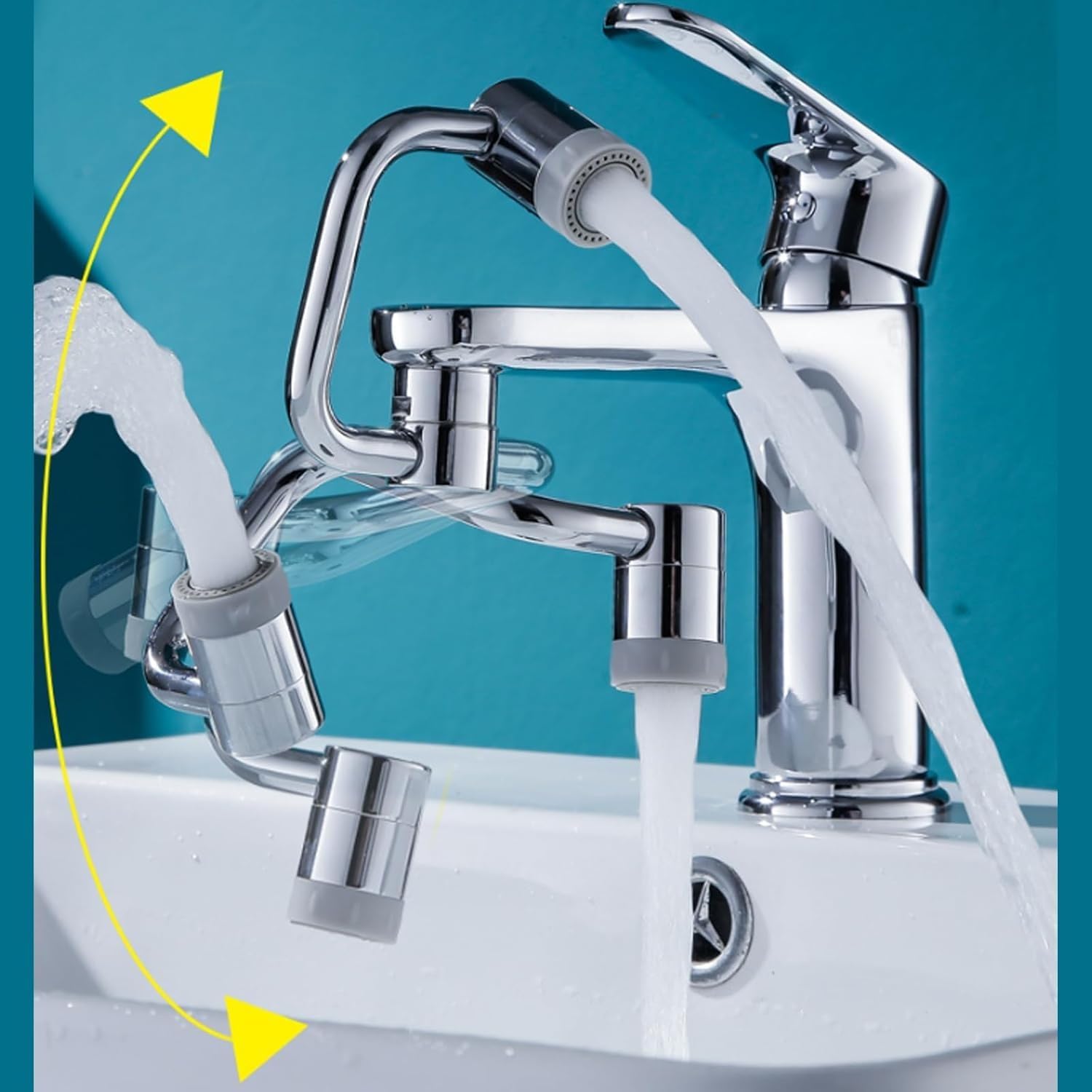 U Shaped Faucet Extender,RotatableAerator Extension, Universal Sink 1080°/1440° Rotatable Aerator Extension, 2 Sprayer Modes, Multiple Adapters(2PCS)