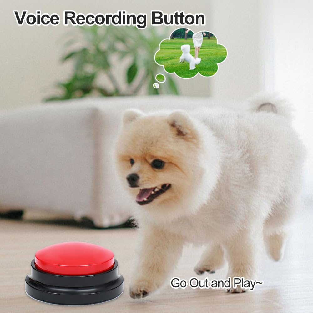 Cerioll Buzzer Enregistrable, Buzzer Chien, Buzzer Sonore et Lumineux, 2 Pièces Bouton Chien, Bouton Enregistreur, Buzzer Sonore, Bouton Chien Communication, Boutons pour Chiens pour la Communication