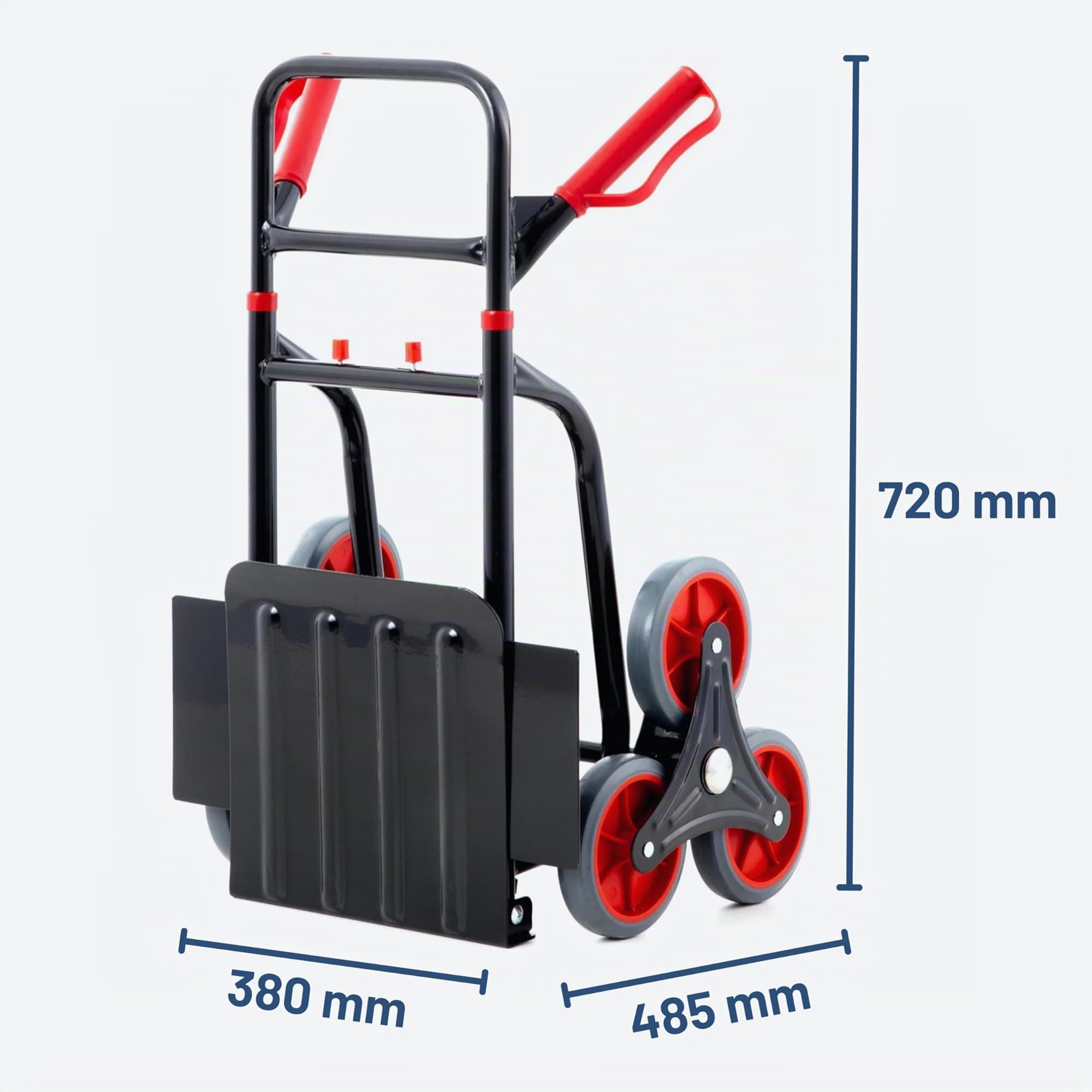 Pallit Carrello per Scale 3 Ruote Portapacchi Pieghevole - Portata 120 kg, Struttura in Acciaio, Impugnatura Ergonomica, Pala 290x300 mm DIABLO-FS
