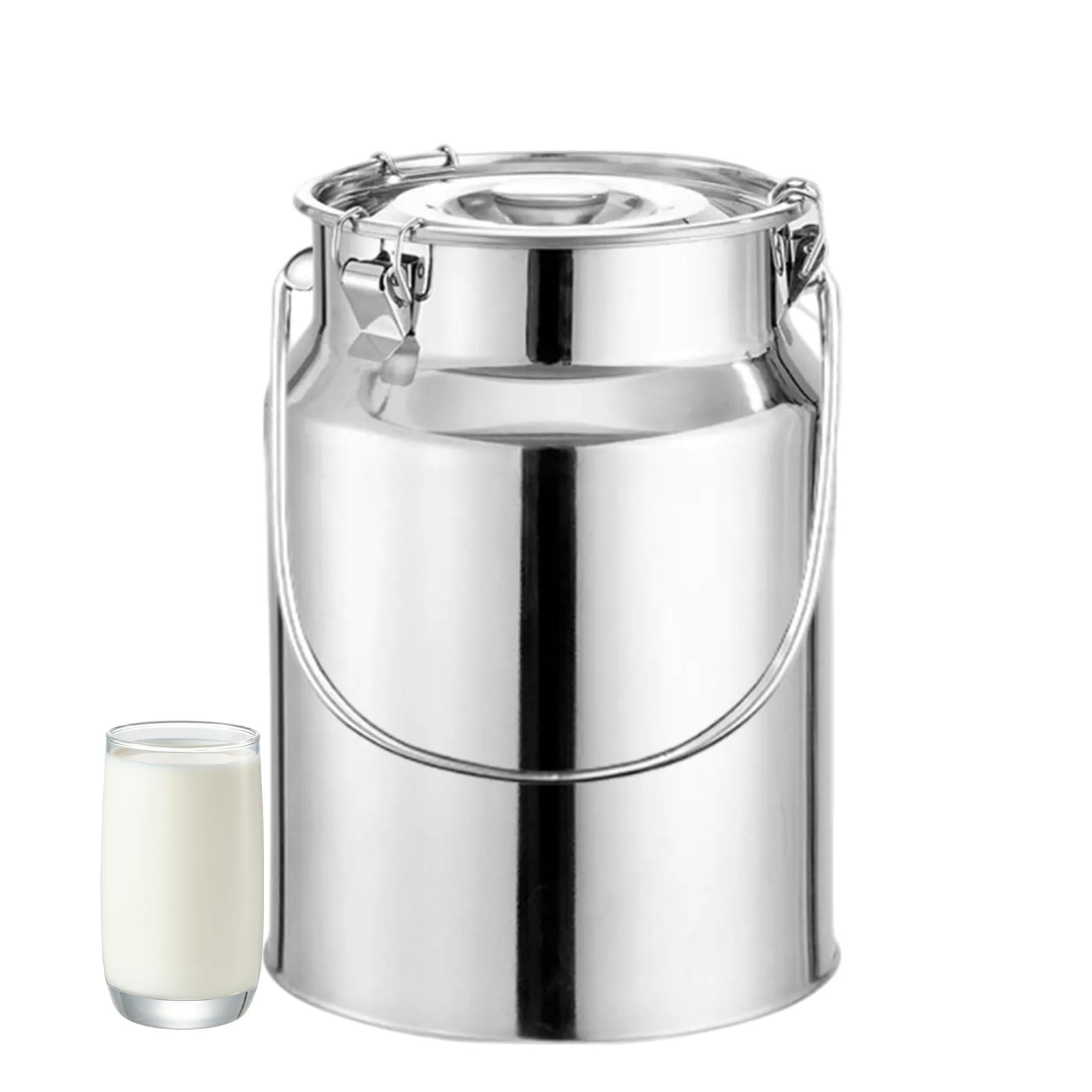 AIZYRLYR Stainless Steel Milk Can, Airtight Sealed Milk Jug Transport Bucket with Hanle, Food Storage Container for Milk, Cream, Wine, Oil, Grains,11L 22x30CM