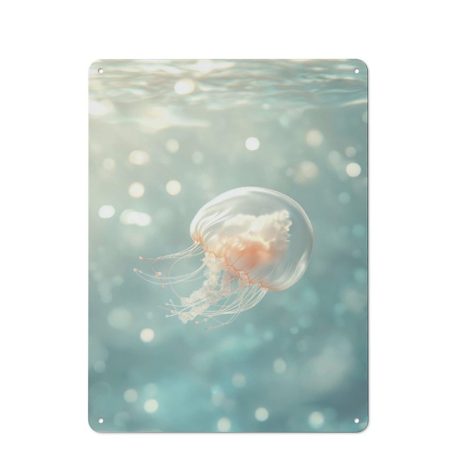 Junmoney Jellyfish Underwater For Lounge Or Reading Corner, Retro Metal Sign 40X30cm, For Metal Sign Collectors, For Garage And Workshop Walls