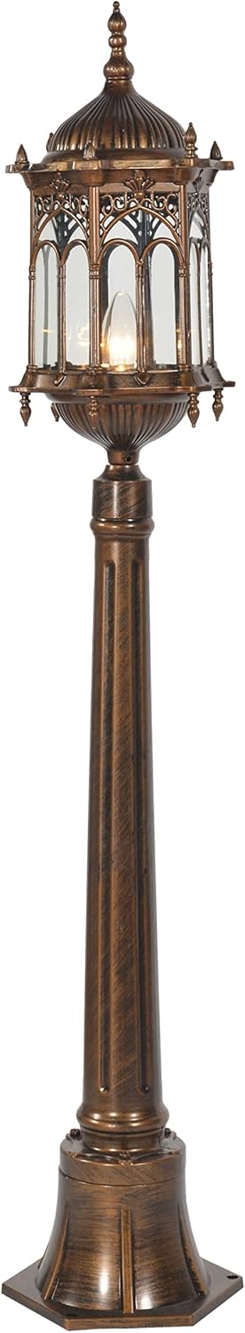 Gothic Grassland Lamp, Outdoor Aluminum Gothic Floor Lamp, 47.25 Inches x 9 Inches, Antique Gold Hardwire