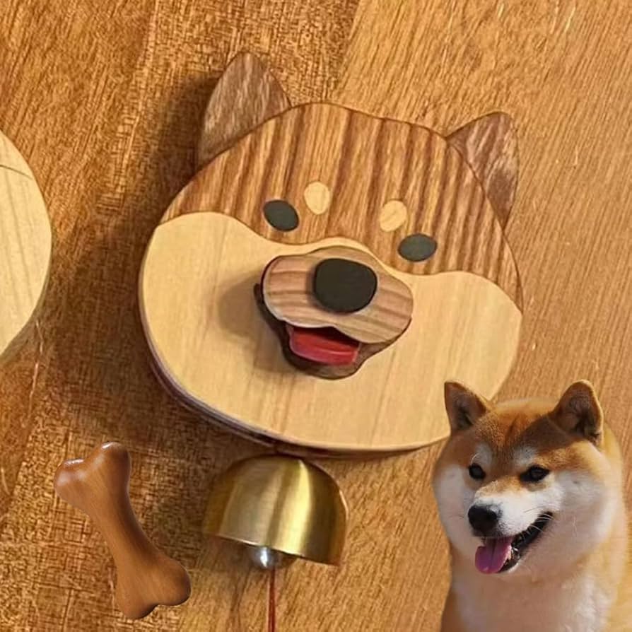 Amazon.co.jp: Avrpqiwy 木製柴犬風鈴ドアベル、吊り下げ装飾