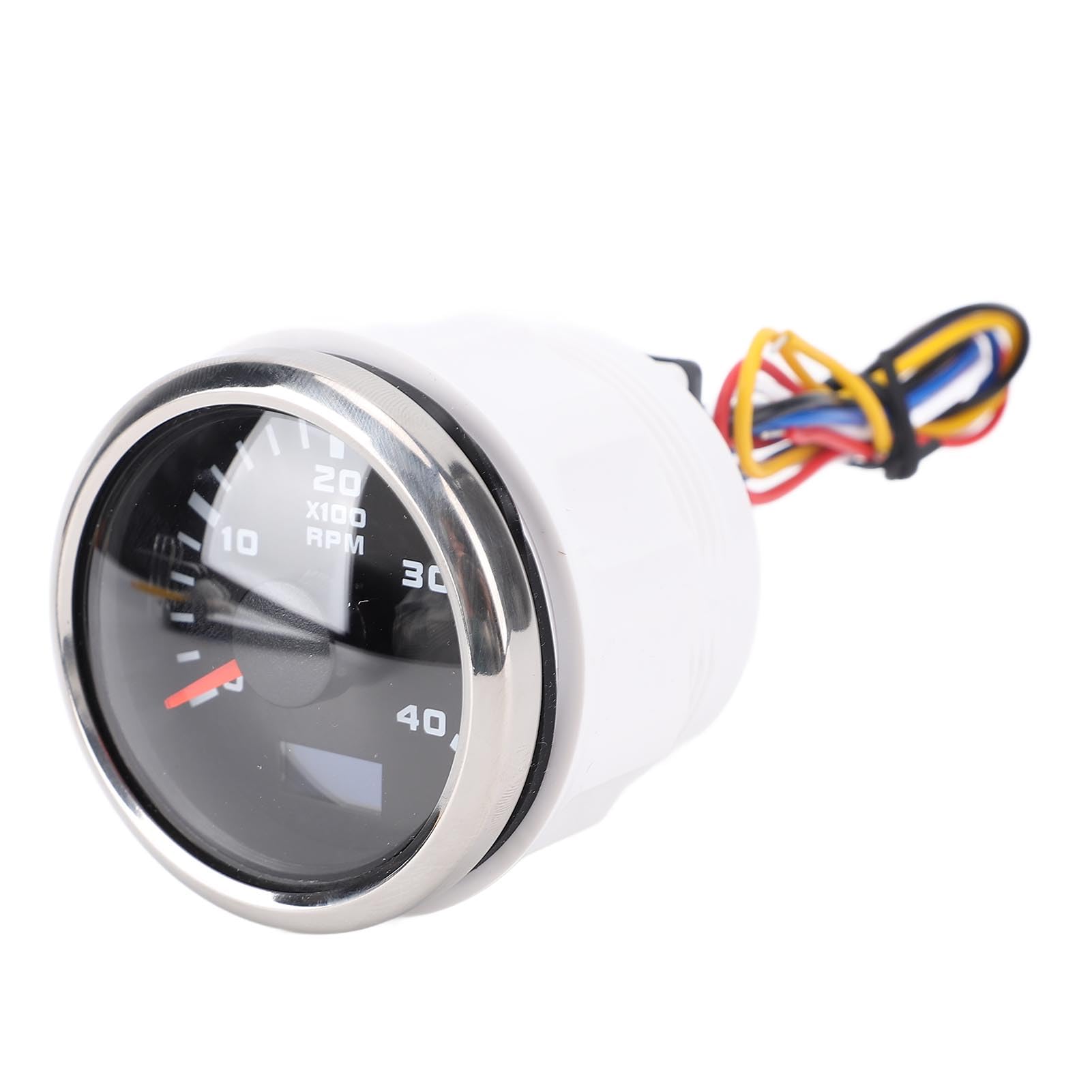 Pain du Tachymètre de 52 Mm Motor 4000rpm avec Compteur D'heure 7 Couleur Rétro-éclairage pour le Tracteur de Camion RV Boat DC 9 à 32V (Couvercle en argent noire CX6225)