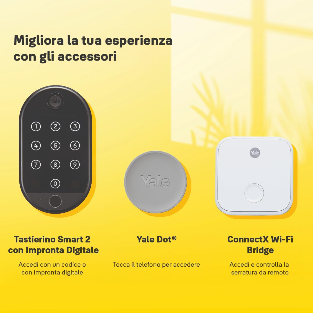 Yale Serratura Smart Linus L2 Lite 05/109100/SI Argento, Accesso senza chiave, Installazione fai da te, Compatibile Matter, Condivisione chiavi digitali, Attività in tempo reale, App Yale Home