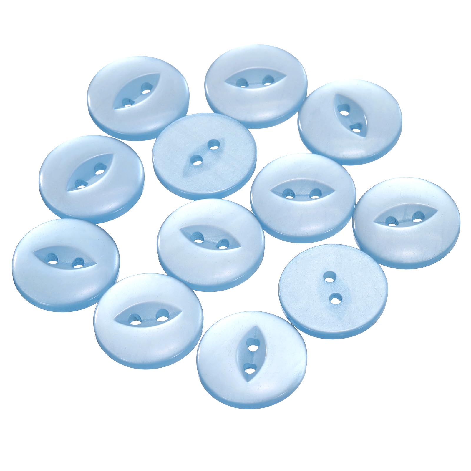 sourcing map 12pcs 32L Sky Blue Round Sewing Buttons 20mm 4/5" Resin 2-Hole Fish Eye Craft Replacement Button for Craft Decoration Pants Dress Skirt Clothing Fastener Buttons