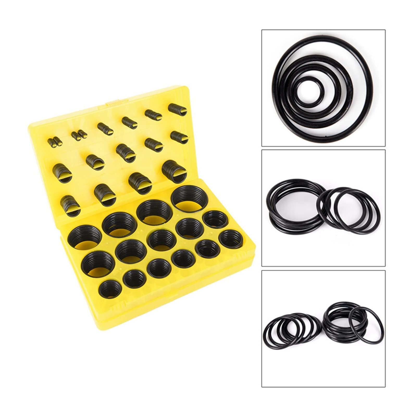 Xwang store 386 pcs noir universel Nbr o Kit d'étanchéité à anneaux 30 tailles de différentes tailles de caoutchouc joint d'étanchéité d'assortiment de joint de joint de joint torique compatible avec