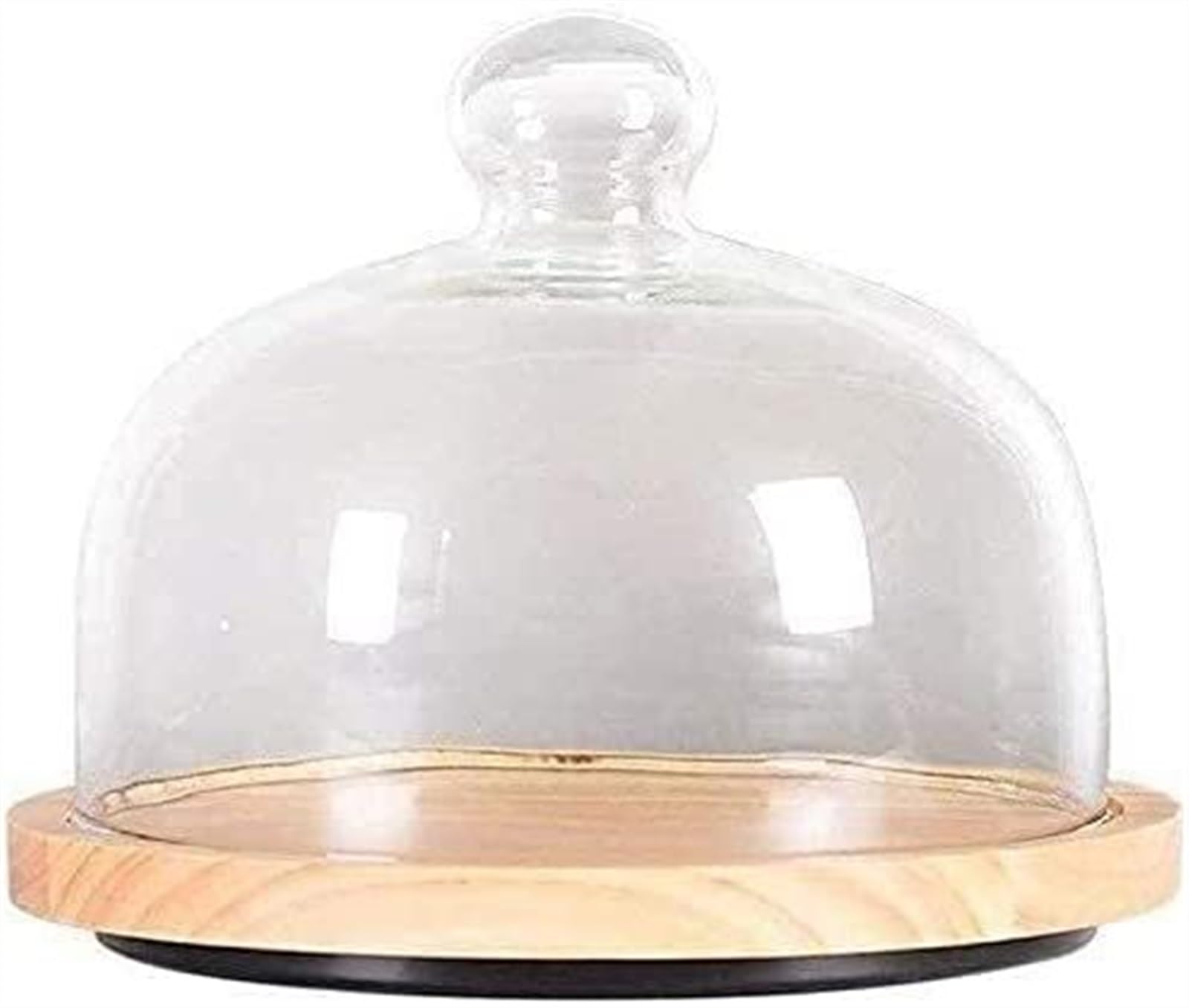 TYUHDUYUR Cake Stand Dinnerware Steak Plate Cake Box Dessert Store Party Fruit Tray Wooden Round Plate with Handle Storage(20.4 * 20.4 * 16.8CM) (One Color 24.6 * 24.6 * 17.8CM)