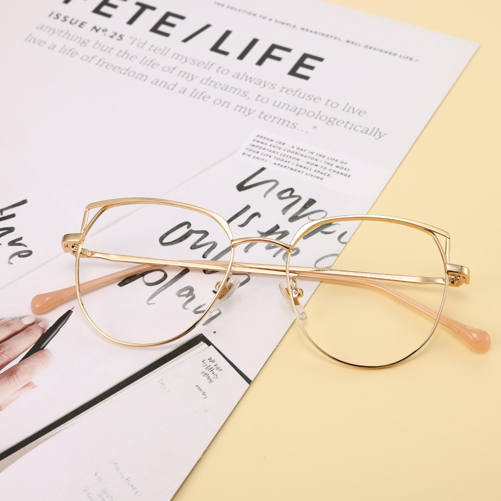 Firmoo Gafas de Luz Azul para Mujer y Hombre - Filtro Antifatiga Anti-UV400 para Ordenador y Gaming - Montura de Metal Moda