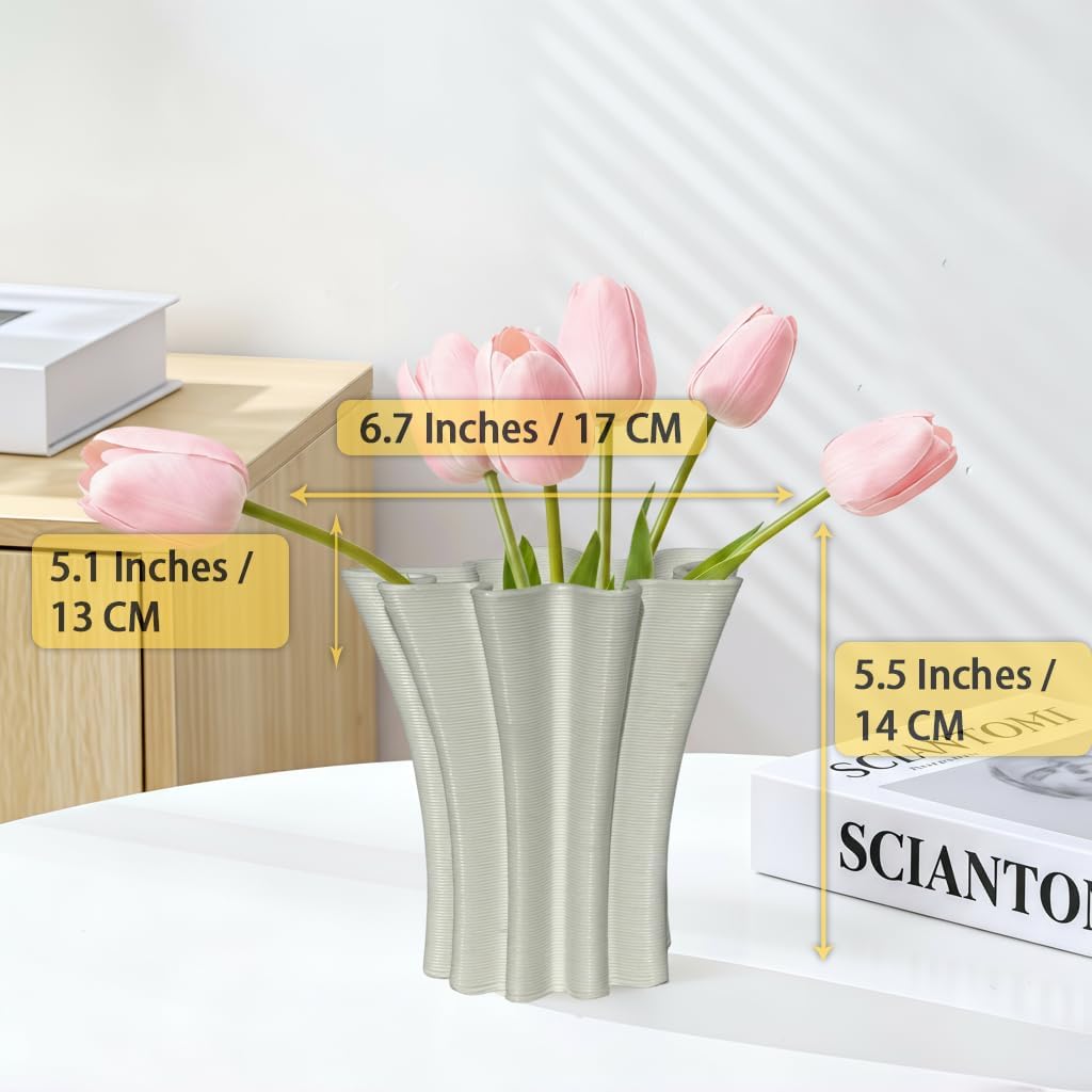 Contemporary White Ceramic Vase, Abstract Irregular Shape Sculptural Accent for Home Decor, Modern Artistic Centerpiece for Coffee Table or Bookshelf