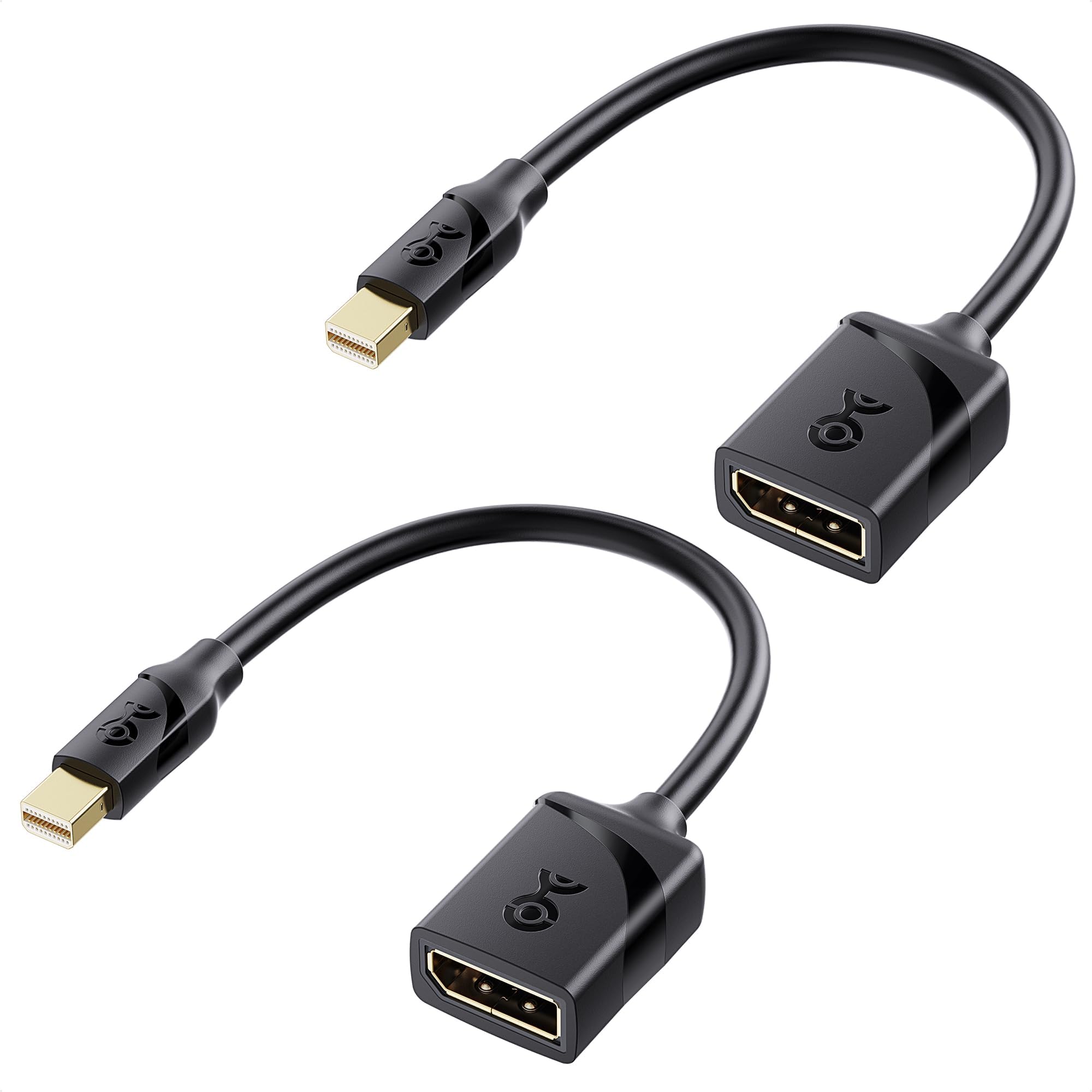 Cable Matters 2-Pack 32.4Gbps 8K Mini DisplayPort to DisplayPort 1.4 Adapter (Mini DP to DP 1.4) in Black - 8K@60Hz, 4K@240Hz Resolution Ready - Thunderbolt and Thunderbolt 2 Port Compatible