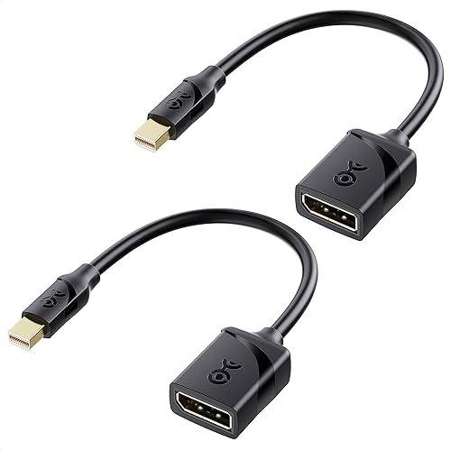 Cable Matters 2-Pack 32.4Gbps 8K Mini DisplayPort to DisplayPort 1.4 Adapter (Mini DP to DP 1.4) in Black - 8K@60Hz, 4K@240Hz Resolution Ready -