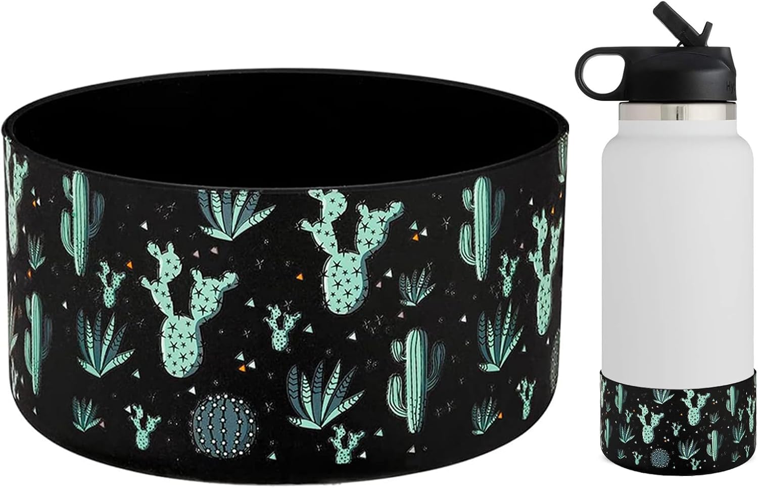 Funda De Silicona Para Base De Botella De Agua (4 Unidades) - Antideslizante, Protectora, Diámetro 65 Mm, Color Negro