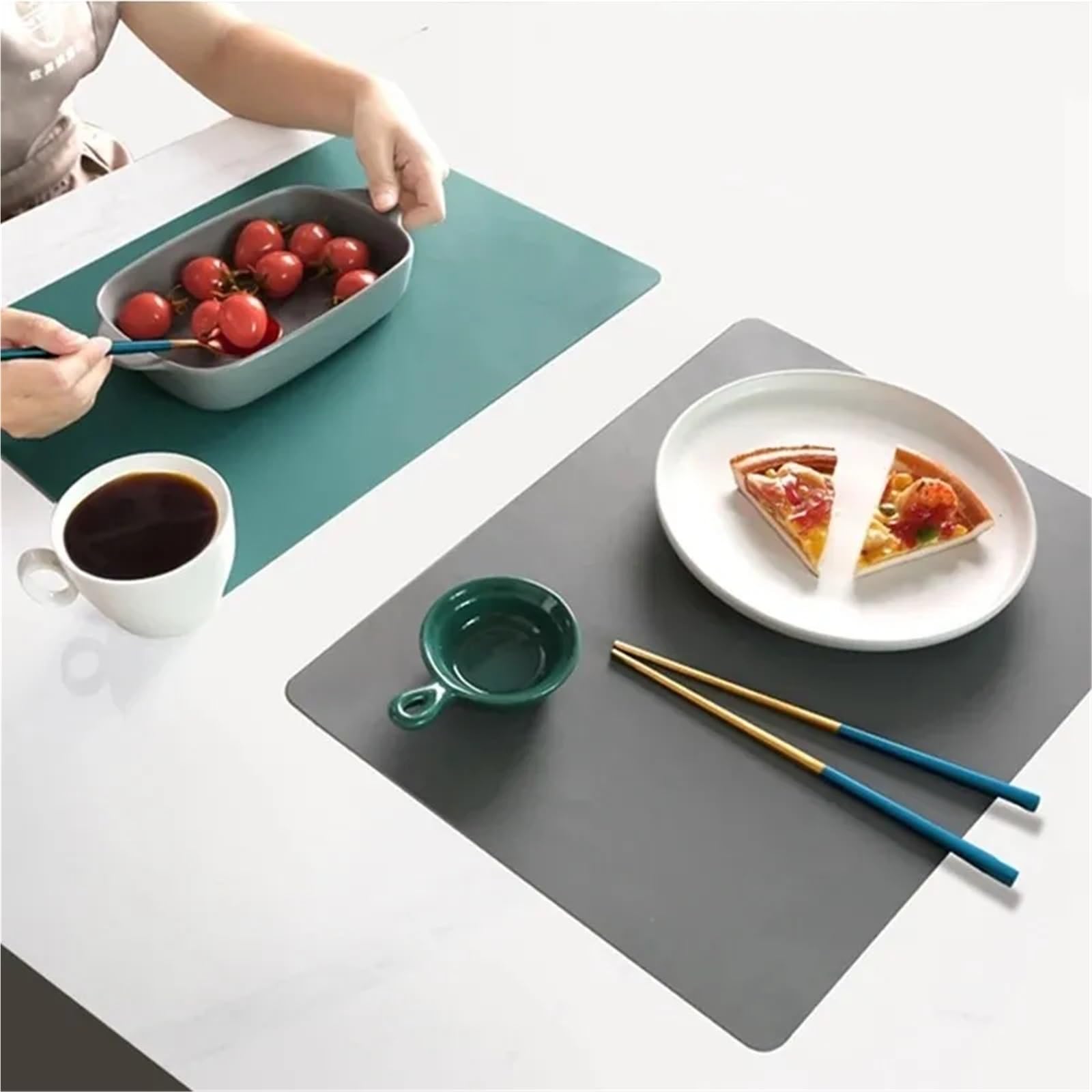 Tovagliette in silicone per uso alimentare, antiscivolo, protezione per piano di lavoro, tappetino da cucina, tappetino da forno, lavabile in lavastoviglie (silicone grigio crema, 40 x 30 cm, 10 pezzi