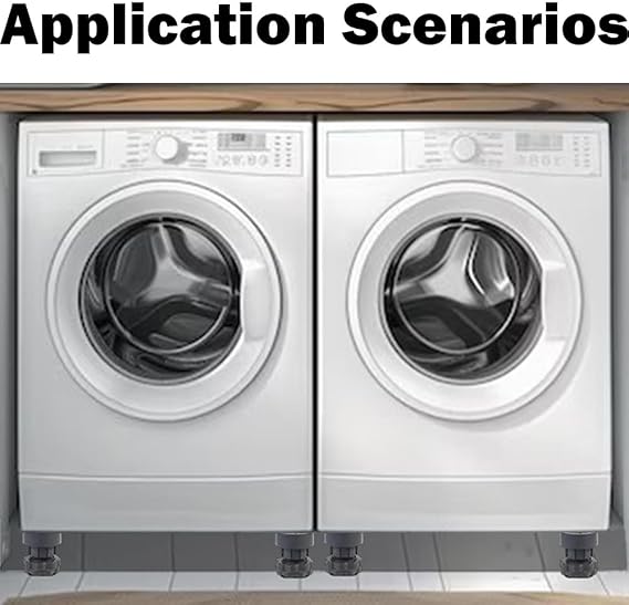 4 Pcs Anti Vibration Pads for Washing Machine Support, Dryer Shock and Noise Cancelling Pads, Adjustable Furniture Risers for Leveling Feet of Various Furniture and Electrical Appliances