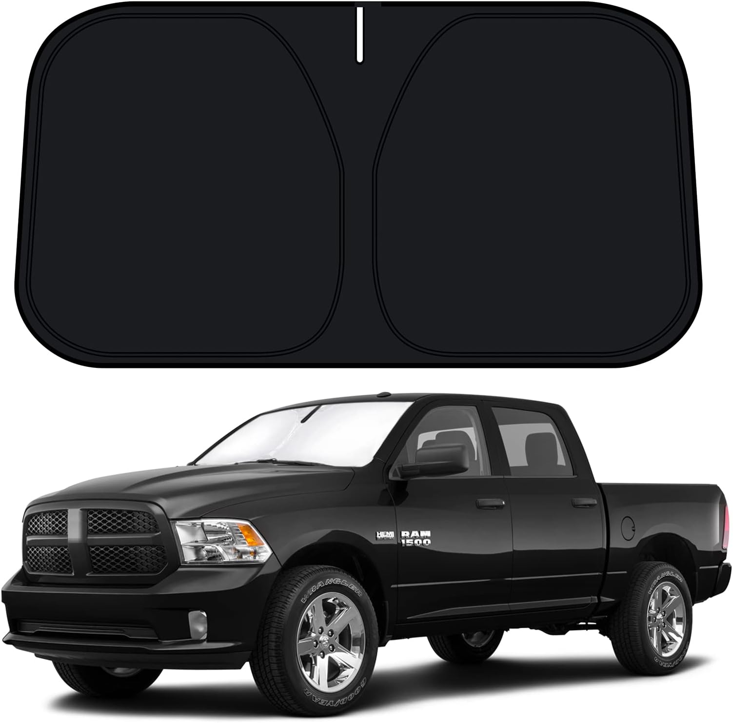 D-Lumina for 2009-2018 Dodge RAM 1500 Windshield Sun Shade, Front Window Sunshade Sun Visor Protector Fit Ram 1500 RegularCab QuadCab CrewCab MegaCab, Sun Shield Block UV Rays Heat