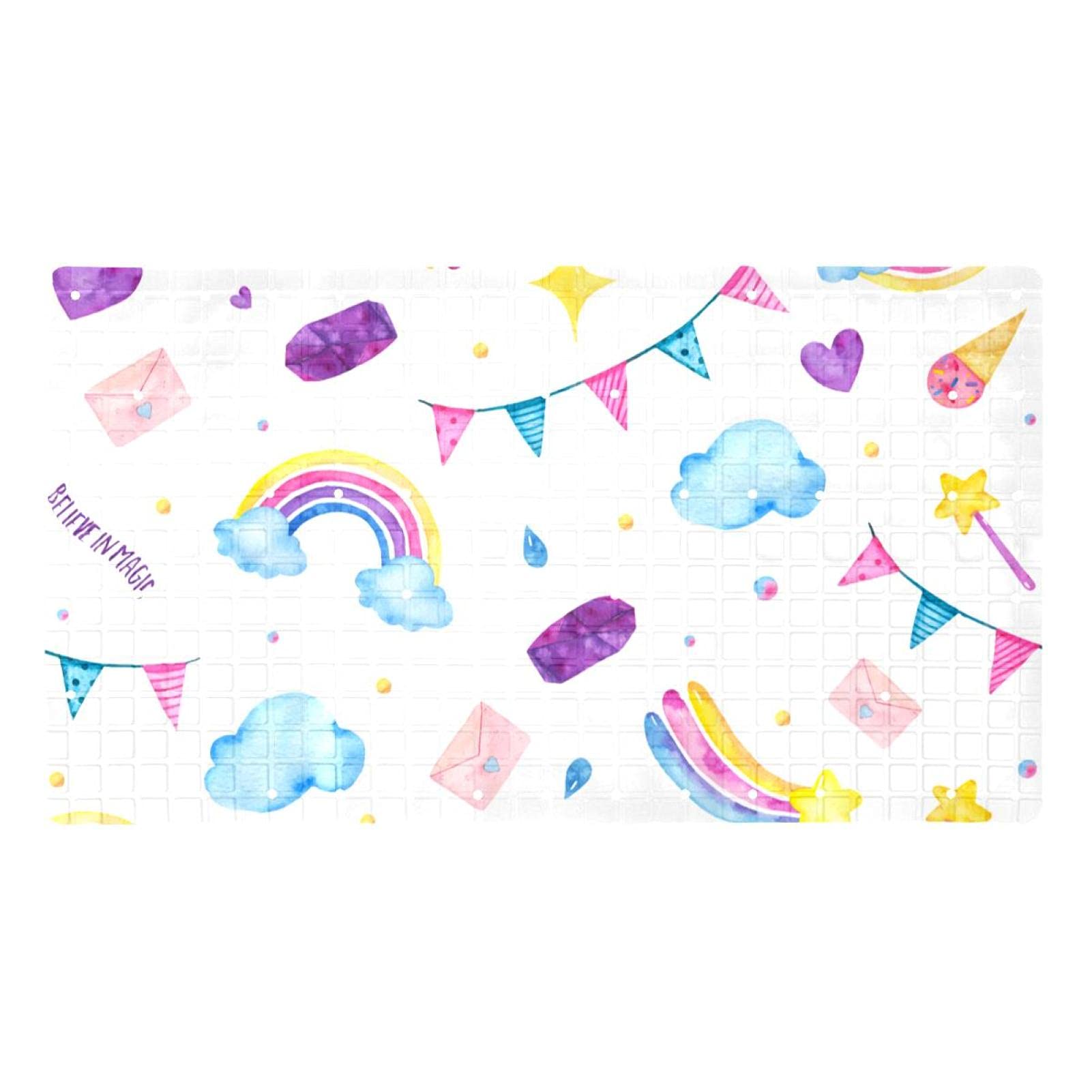Tapis de bain antidérapant PVC licorne rectangulaire pour la douche