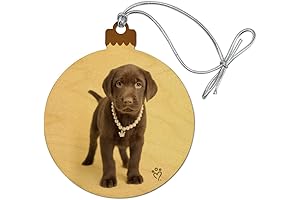 Chocolate Lab Labrador Puppy Dog Crown Necklace Wood Christmas Tree Holiday Ornament