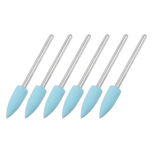 Miniatura 46 de uxcell 12 piezas de piedra montada abrasiva de grano 800 0.093 in vástago 1/4 "(6 mm) de diámetro cabezas de punta puntiaguda piedra pulido y pulido