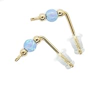 Vista 1 de Aretes de ópalo para escalar, con forma de barra pequeña, chapado en oro de 14 quilates, joyería para uso diario